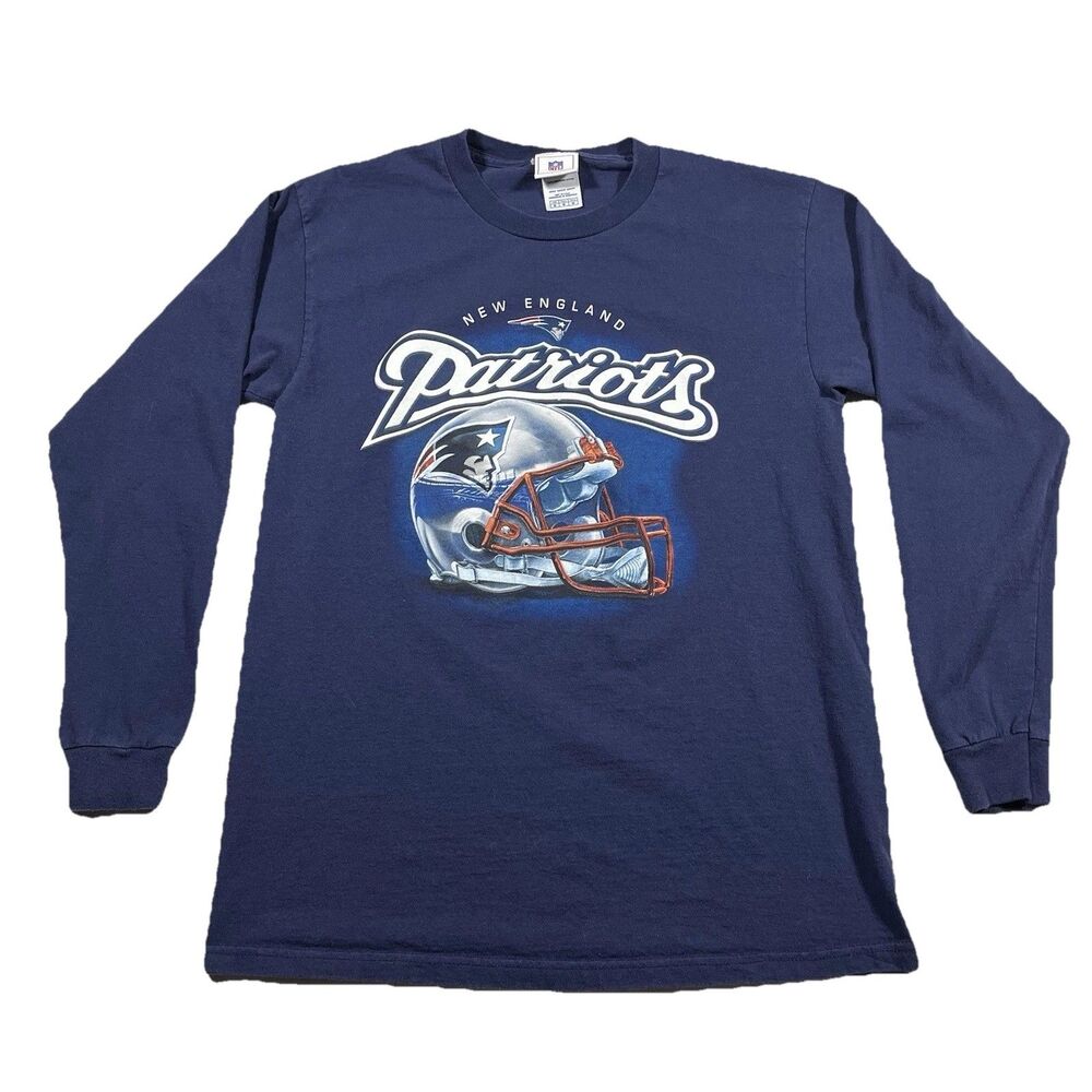 New England Patriots Helmet Long Sleeve T Shirt NFL Football Graphic Mens M